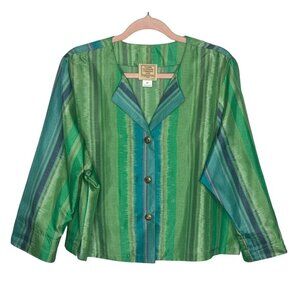 Clews Clothing Co jacket blazer women's small green blue vintage crop button